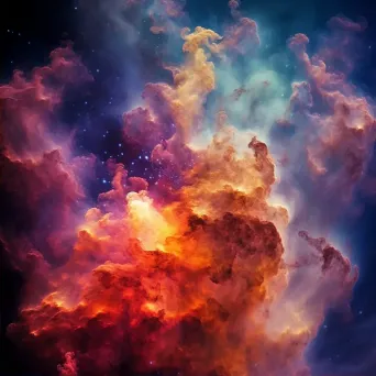 Nebula cloud with vibrant hues and celestial formations - Image 2