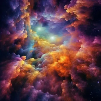 Nebula cloud with vibrant hues and celestial formations - Image 4