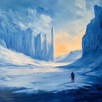 Impressionist painting of a wanderer encountering a phantom city in the Arctic wilderness - Image 4