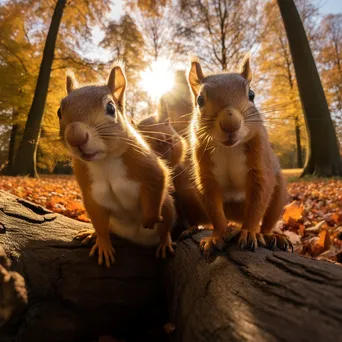 Squirrels on a Cozy Tree Stump