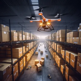 Drone delivering packages in warehouse - Image 2