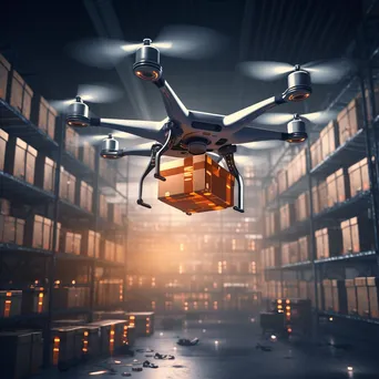 Drone delivering packages in warehouse - Image 3