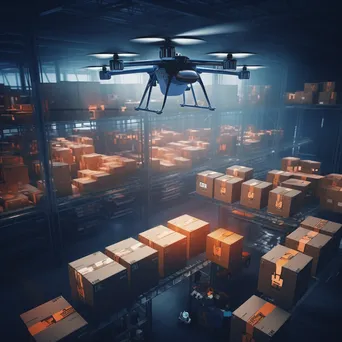 Drone Delivering Packages in Warehouse