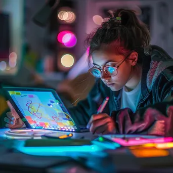 Student preparing for exams with digital tools in a modern workspace. - Image 2