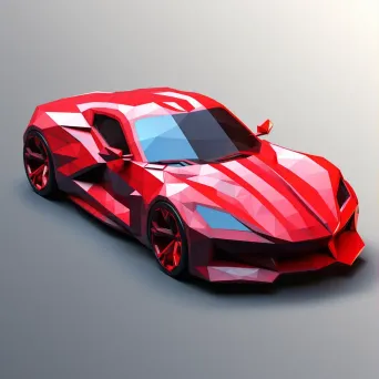 Vibrant low poly sports car with lustrous carbon fiber details - Image 1