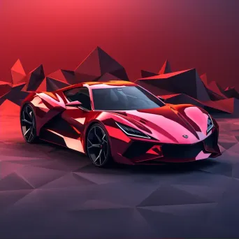 Vibrant low poly sports car with lustrous carbon fiber details - Image 2