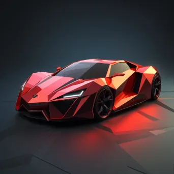 Vibrant low poly sports car with lustrous carbon fiber details - Image 3