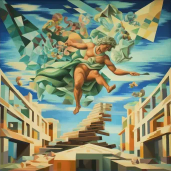 Futurist style depiction of the Greek myth of Daedalus and Icarus - Image 2