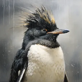 Russian Realism style painting of a penguin surviving in the Antarctic winds - Image 3