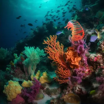 Colorful underwater coral garden with swirling seahorses, taken with a Canon EOS-1D X Mark III. - Image 2