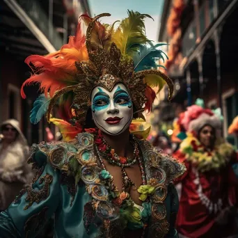 Mardi Gras parade with colorful floats and jazz bands - Image 4