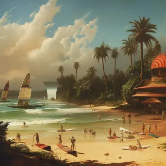 Image of a retro beach scene with futuristic elements - Image 4