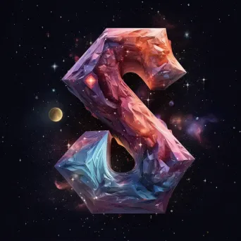 Low poly typographic depiction of an astrophysical term, with cosmic colors and star details - Image 2