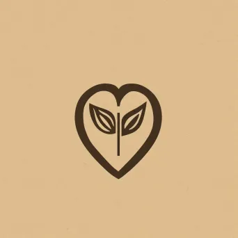 Organic leaf heart cafe logo in natural colors - Image 1