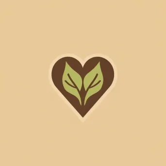 Organic leaf heart cafe logo in natural colors - Image 3