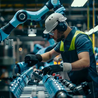 Collaborative robot assisting workers in an assembly line - Image 1