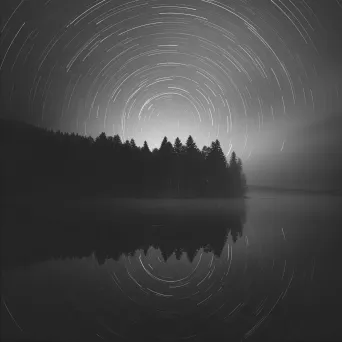 Misty Lakeside Star Trails