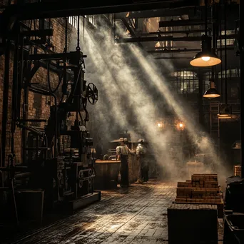 Workers and vintage machinery in a historical brick factory - Image 4