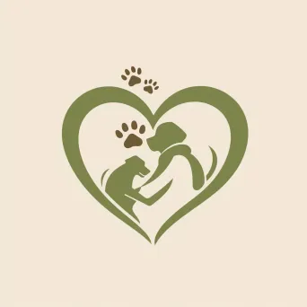 Logo with an outline of a person and dog creating a heart shape, with a subtle pawprint inside. - Image 4