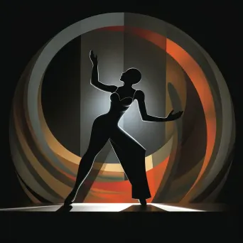 Silhouette of a ballet dancer under a spotlight on a dark stage - Image 1