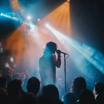 Vocalist engaging with crowd during a vibrant performance. - Image 2