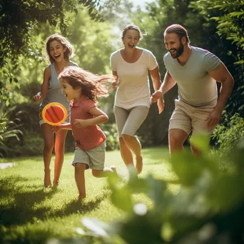 A family playing outside, enjoying healthy physical activities together. - Image 1