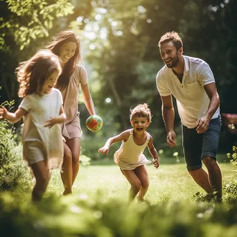 A family playing outside, enjoying healthy physical activities together. - Image 3