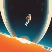 Solitary astronaut floating in a star-filled outer space in an image generated by a prompt. - Image 3