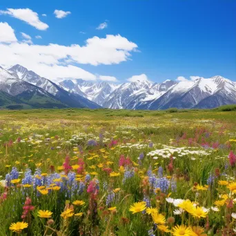 High-altitude meadow with wildflowers and snow-capped peaks - Image 3