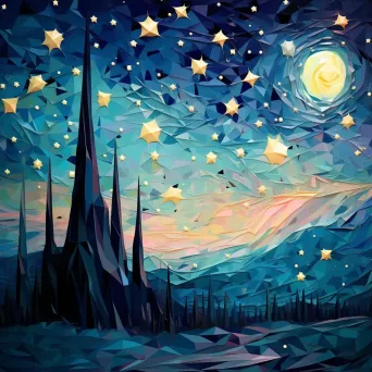 Low poly art of meteor showers against a pastel-colored night sky - Image 3