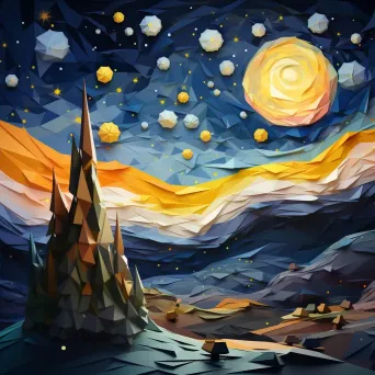 Low poly art of meteor showers against a pastel-colored night sky - Image 4