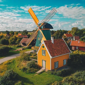 Colorful windmill in Scandinavian village - Image 4