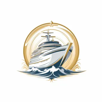 Luxury yacht brand logo with extravagant yacht on white background - Image 1