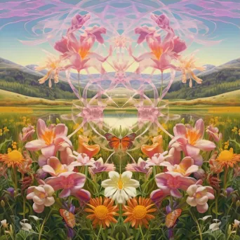 Kaleidoscopic pattern of blooming spring flowers in meadow - Image 3