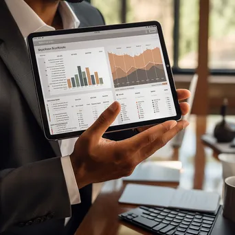 Business leader holding a tablet showing strategic goals - Image 1