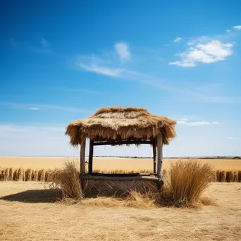 Wooden Well in Wheat Field