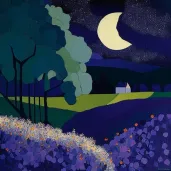 Image of a moonlit lavender field with a soft breeze - Image 2