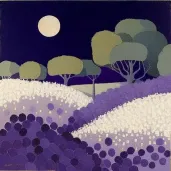 Image of a moonlit lavender field with a soft breeze - Image 4