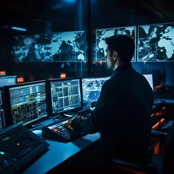 Cyber security professional analyzing data in control room - Image 1