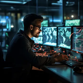 Cyber security professional analyzing data in control room - Image 3