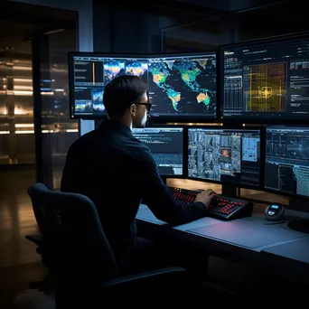 Cyber security professional analyzing data in control room - Image 4