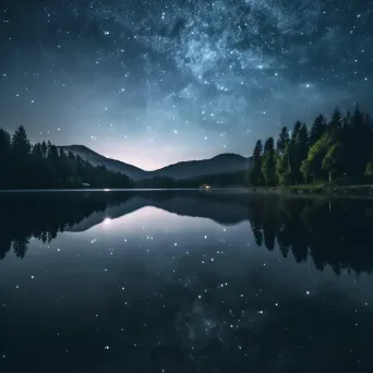 Cygnus constellation reflected in lake at night - Image 3