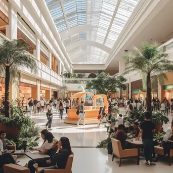 Lively mall atrium filled with shoppers and colorful decor. - Image 4