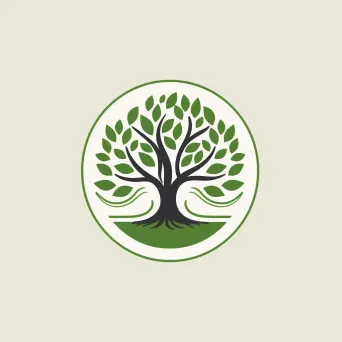 Minimalist logo with a tree sprouting from a hand, in green and white. - Image 4