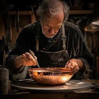 Craftsperson Shaping Copper Bowl