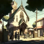 Image of peaceful chapel in street fair - Image 3