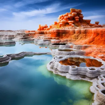 Thermal spring featuring unusual colors due to mineral deposits. - Image 1