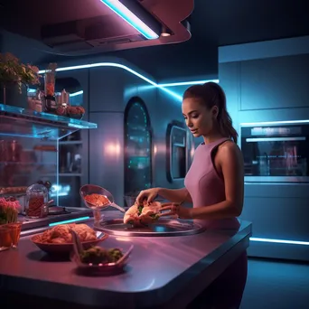 Woman cooking with technology in a modern kitchen - Image 2