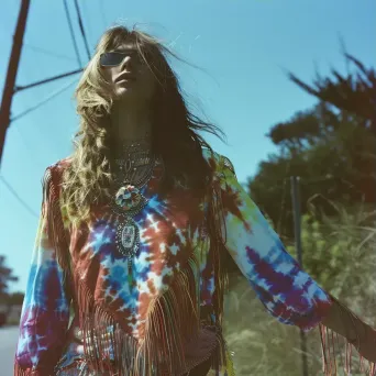 1960s Hippie Fashion Tie-Dye Prints and Fringe Vests