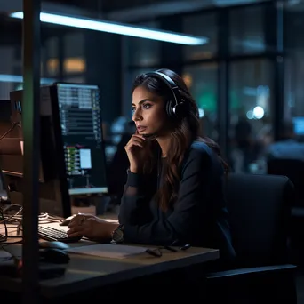 Female customer service agent on a call in a modern workspace - Image 3